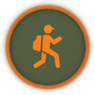 Badge with hiker