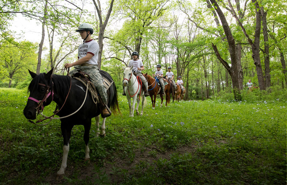 Children horseback riding